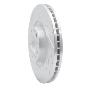 Audi A6 Brake Rotor (1) - Front Left - R1 Concepts - Drilled & Slotted - Silver - `99-`04